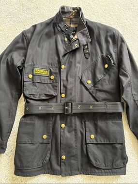 ほぼ新品　Barbour international　original c36 Barbour International Suit Wax Jacket Mens C36 Small Black Vintage